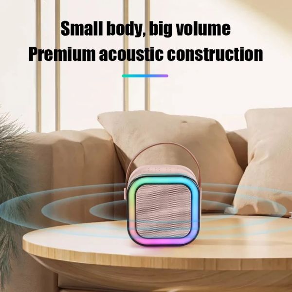 Music Karaoke Portable Player Wireless Speaker Mini Microphone RGB LED Lighting Bluetooth Outdoor Party Child Gift Box