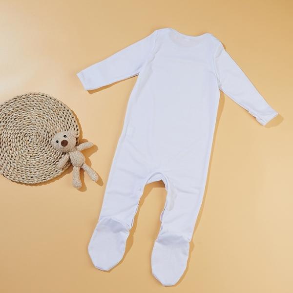 White Blank Long Sleeve Sublimation Footed Onesie Polyester Onesie Blanks