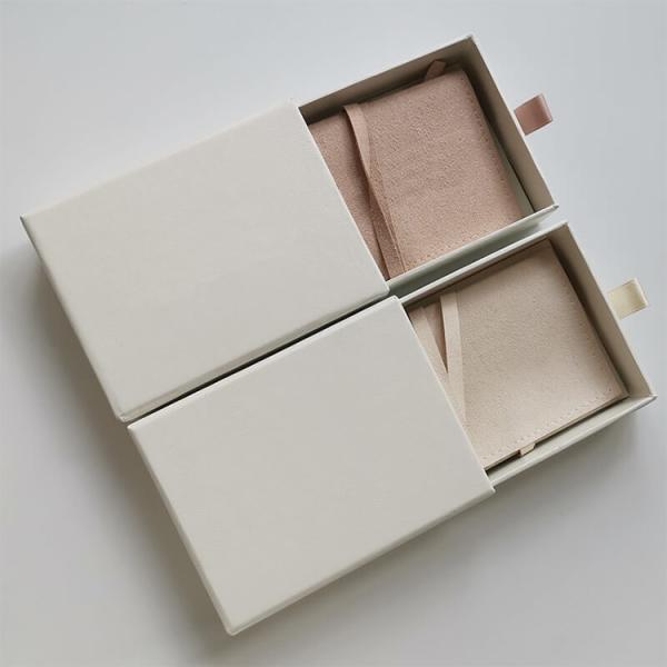 Elegant Paper Sliding Jewelry Drawer Box With Microfiber Jewelry Pouch