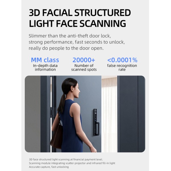 Face Recognition Fingerprint Lock 35MM Narrow Bezel Cell Phone Tuya Aluminum Door Code Lock Automatic Smart Door Locks