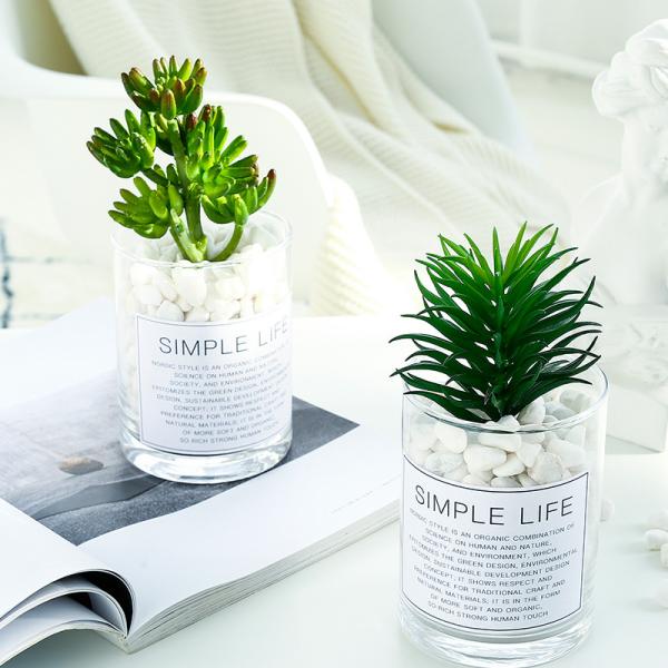 Nordic Ins Green Artificial Succulent Plant Plastic Fleshy Small Potted Decorate