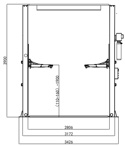 4000kg Clear Floor Two Post Lift Electrical Lock Release