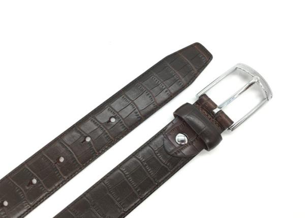 Men’s Matte Croco Embossed Leather Dress Belt 35mm Wide Strap With Shinny Nickel Pin Buckle