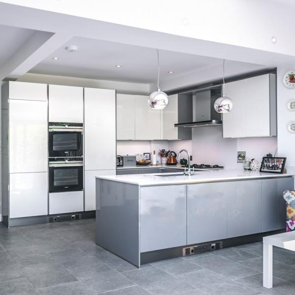 Plastic Acrylic Kitchen Cabinet Home Modern High Gloss Prefab Kitchen Unit