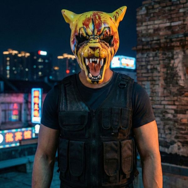 Hotline Cosplay Miami Tiger Tony Mask Breathable Comfortable Design for Adult & Kids Halloween Party Essential Costume Accessory