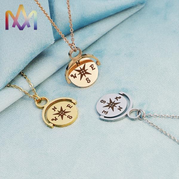 Hypoallergenic SS304 Vintage Compass Pendant Necklace