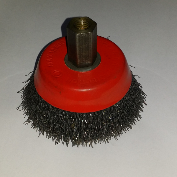 10cm Dia Spindle Mounted Angle Grinder Wire Brush / Crimped Wire Brush With Hex Shaft