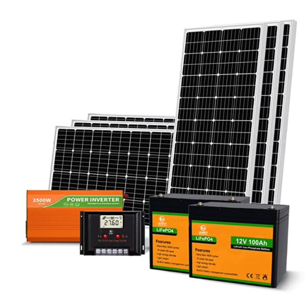 OEM ODM LiFePO4 литийная батарея 1200W 24V Солнечная система питания с 2 шт. 100Ah литийных батарей