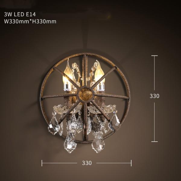 Industrial Retro Iron Crystal Bird Cage Wall Light Double Head Bar Restaurant Cafe Loft Wall Light