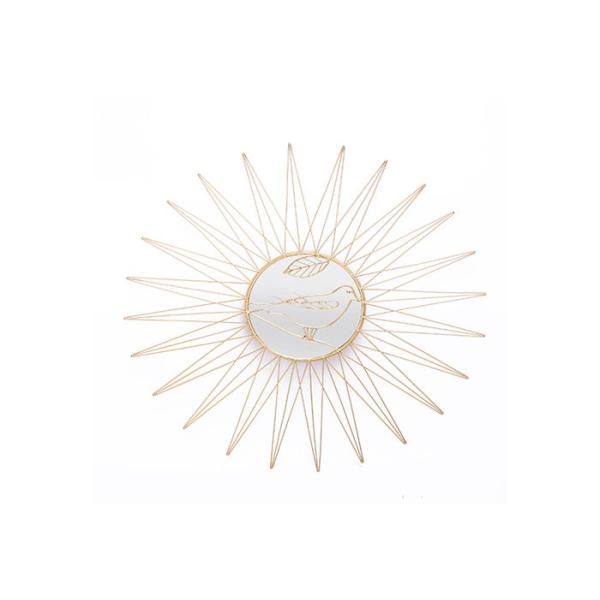 Hanging  Sunburst Vintage Bird Metal Wall Art Mirror