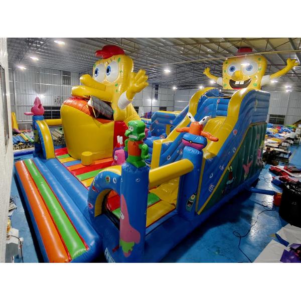 Automático Mover Inflable Casa de rebote con deslizamiento Bob Esponja Cuadrado Calzoncillos Inflable Fun City