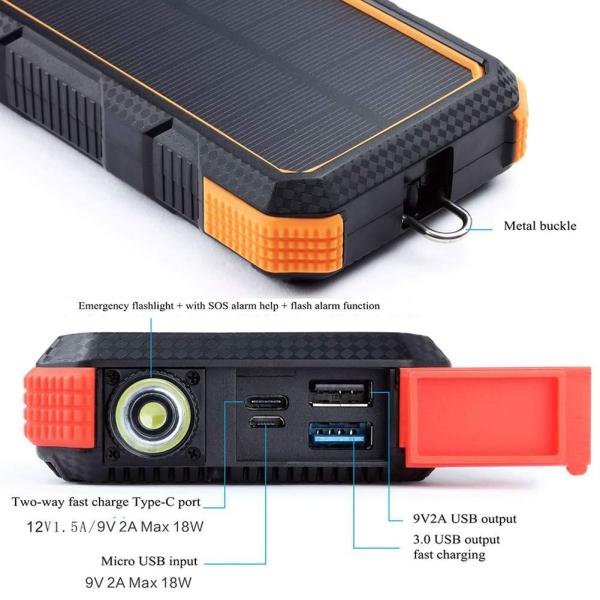 18W 20000mah Wilress Solar Power Bank Li Polymer Battery