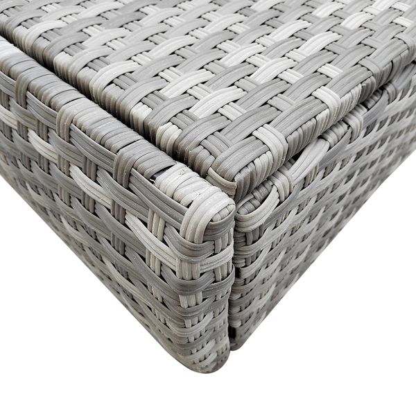Leisure Outdoor Rattan Double Sun Bed Rattan Wicker Chaise Lounge 2 Person Daybed  Curved Modern Furniture Gray