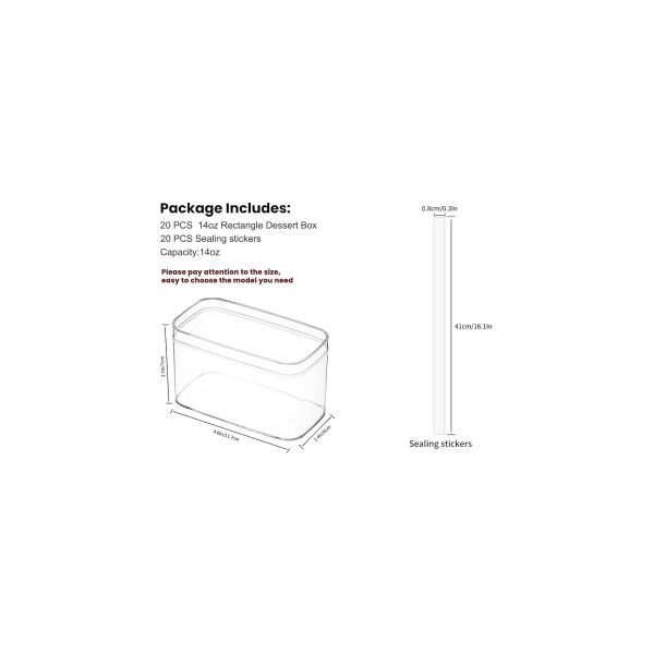 Rectangle Clear Plastic Dessert Cups With Lids And Stickers Disposable Fruit Cups For Dessert,Tiramisu Container With Lid,Cupcake,Parfait,Pudding,Iced Cold Drinks,Snacks,Fruits