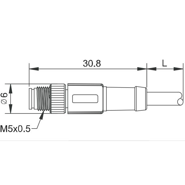 IP67 автомобильный мужчина Pin соединителя 3 защищал отливая в форму кабель датчика соединителя M5