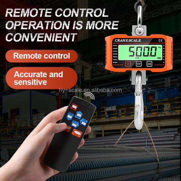 Aluminum Shell Stainless Steel 2-Ton Digital Crane Scale with Battery Powered Remote Control LCD Backlight Orange Blue