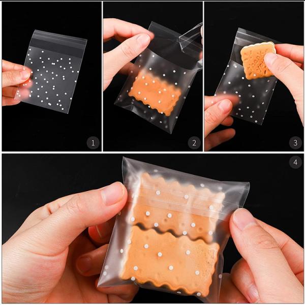 7x7cm Self Adhesive Clear Opp Bag , Banquets Polka Dot Candy Bags