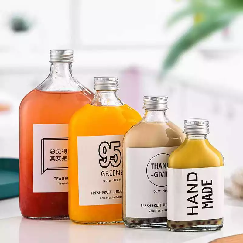 Spray Cap Flat Cold-Brew Coffee Glass Bottle 200ml 250ml 350ml 500ml for Juice Packing