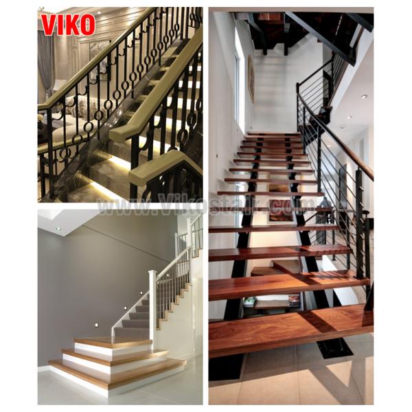 Steel Cable Stair VK76SC Aluminum Baluster Treed Beech Handrail 304 Stainless Steel Glass Carbon Steel Powder-coate