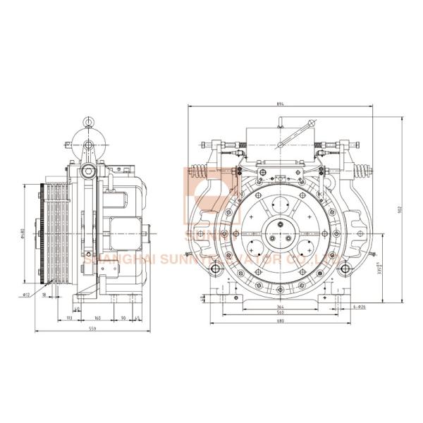 700kg Elevator / Lift Gearless Traction Machine Motor For Elevator Parts
