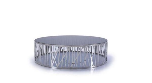 Metal Legs Glass Center Table Grey Round Modern Design 1400 * 700 * 350mm SGS