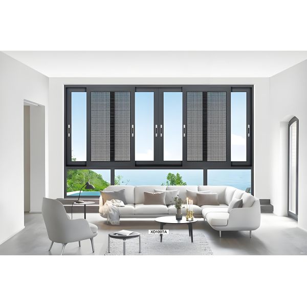 JZ136 Ventanas Correderas de Aluminio con Recubrimiento en Polvo Blanco Negro Gris