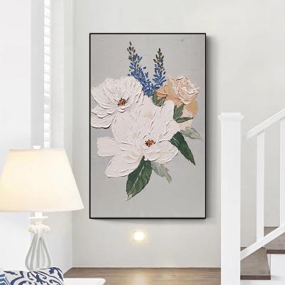 Modern Textured Canvas Oil Painting Abstract Flower Hand Painted Living Room Wall Art