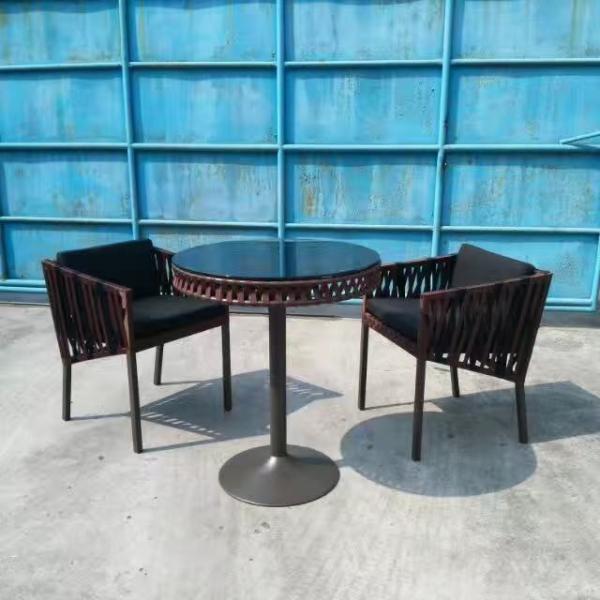 Restaurant PE Boho Rattan Coffee Table Coffee Aluminum All Weather Wicker Patio Table Chair