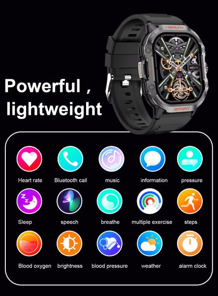 2.1 pouce Amoled Smart Watch HK24 Hommes Sports AI Assistant vocal Surveillance de la santé pour les hommes