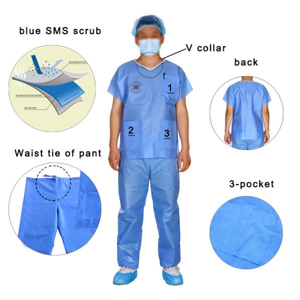 Disposable Dental Nursing Uniform Women Men Short Sleeve Medical Scrubs Uniforms