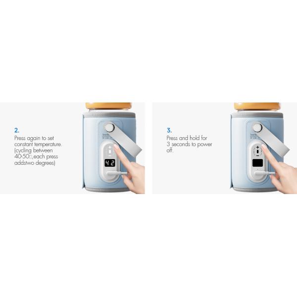 Portable USB Baby Bottle Warmer with 5-Temp Settings for Travel