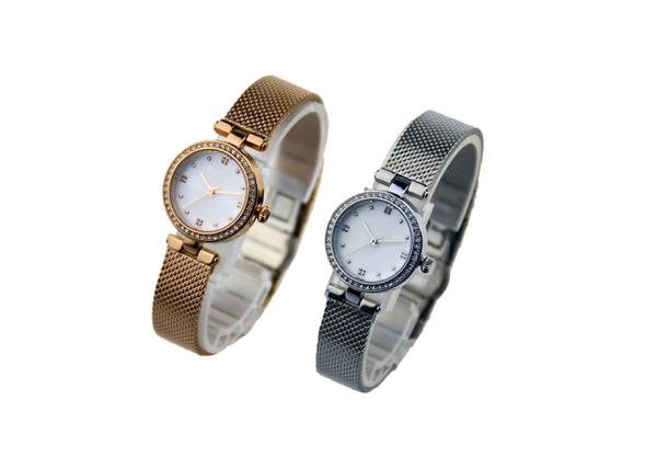 Waterproof Women Mesh Band Alloy Wristwatches With Harded Crystal Smaller design