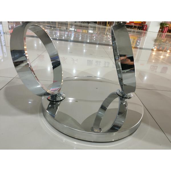 Stainless Steel 80cm 55cm Round Rotating Coffee Table