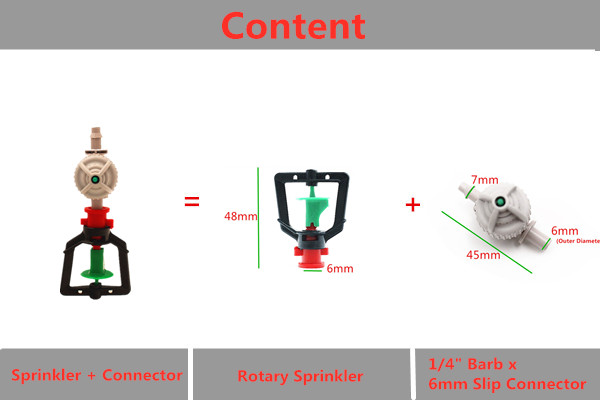 360 Degrees Rotary Micro Irrigation Nozzles With Threaded Connector / Barbed Connector
