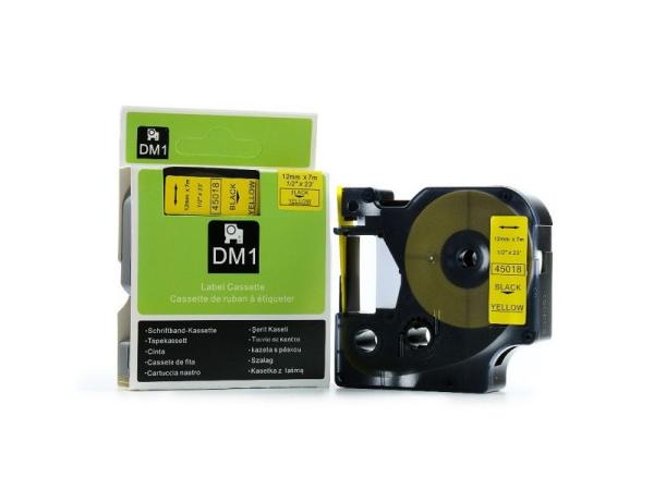D1 Label Tape Cassette Black On Yellow , 6mm / 12mm Labelling Machine Cartridges