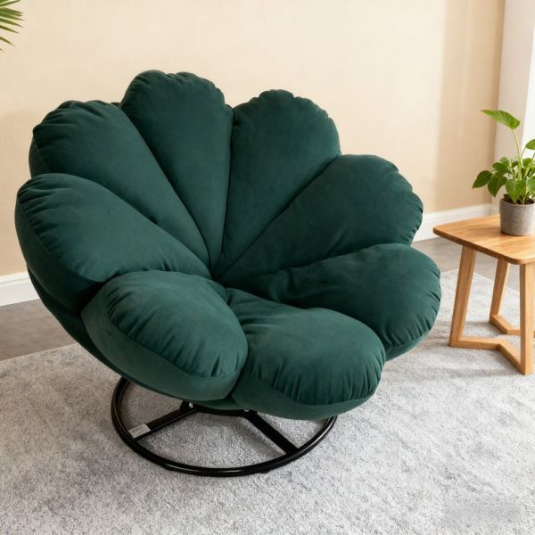 Creative Flower Shaped Modern Eco-Friendly Accent Sofa Chair Bedroom Balcony Dining Lazy Leisure Rotating Recliner Lounge Single