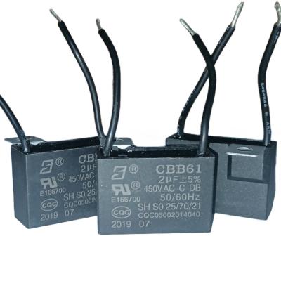 CBB61 450V 2.0mfd Custom Capacitor With Bent Iron Ear With Location Hole