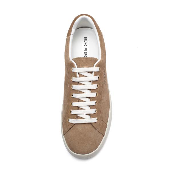 Genuine Anti Skid Euro 42size Leather Suede Sneakers Beige Cow Suede