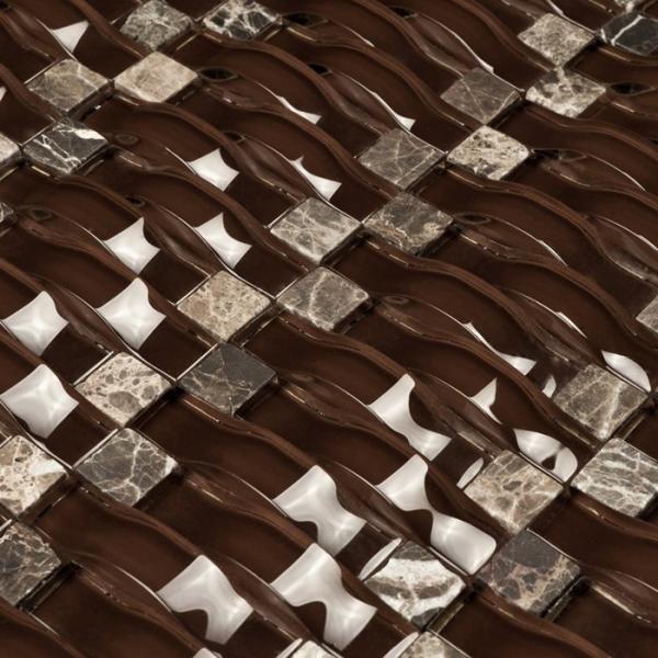 Chocolate 12x12 Stone Glass Mosaic Tile Backsplash For Kitchen Wall