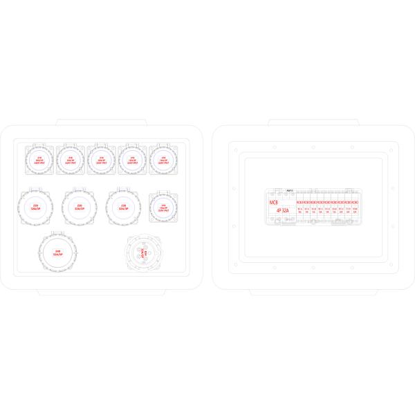 Синтаксис MD2 Три фазы 32A HDPE портативная распределительная коробка IP67 с RCBO для Qatar Swimming Match 530x380x460 мм
