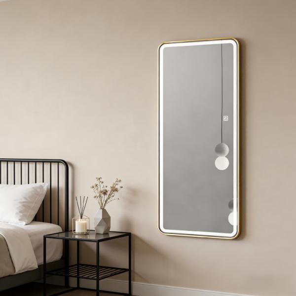 Factory Direct Sales Frameless LED Lamp Mirror Bedroom Dresser Full Body Mirror High Definition Rectangular Hotel Wall Mirror