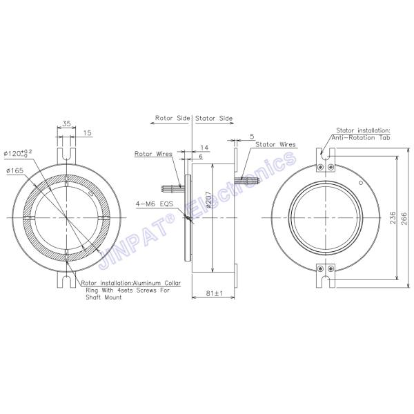 120mm Pneumatic Through Bore Slip Ring 300rpm