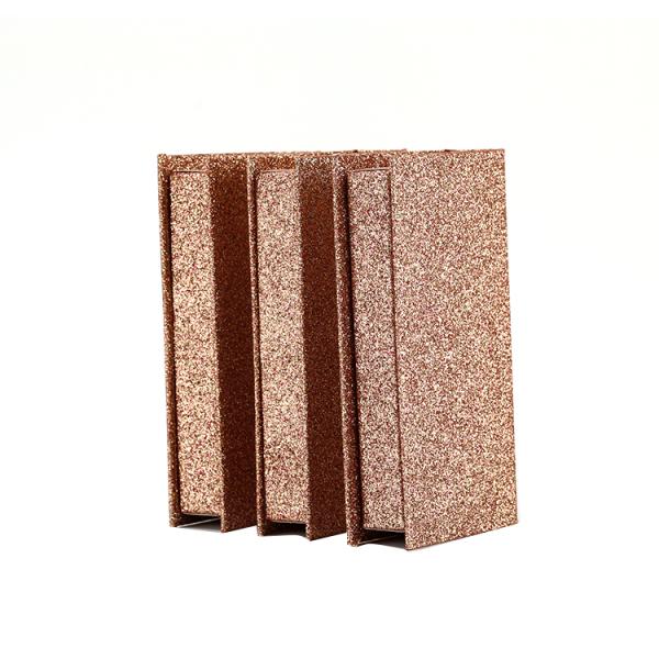 Boîte d'emballage de cils vide magnétique à couleur brillante rose or avec logo personnalisé