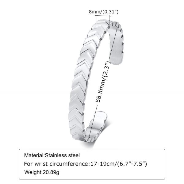 Stainless Steel Arrows Open Metal Cuff Bangle Silver or Black for Boys and Men
