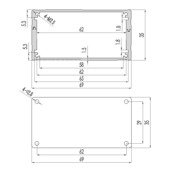 69*35*100mm разделенное тело Sandblasting поверхностные прессованные алюминиевые коробки приложения