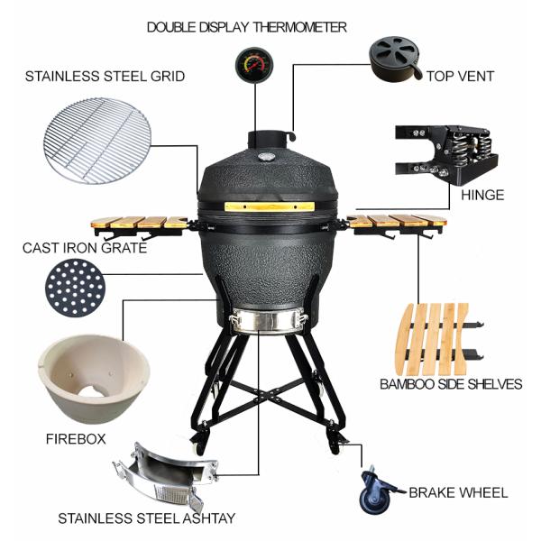 KIMSTONE New Design XL XXL 22 Inch Foam Glazing Matte Black Grey Charcoal Bbq Grill Kamado Smoker