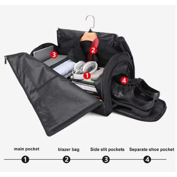 Custom Large Capacity Business Travel Duffel Bag Foldable Suit Weekend Garment Duffel Bag