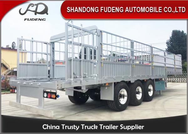 Three Axles Aluminum Livestock Trailers / Stake Bed Trailer With Four  Main Beam