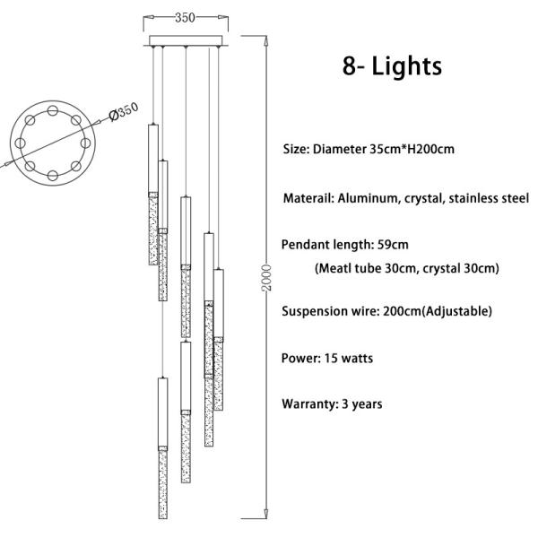 Modern Ceiling Led Chandelier Loft Staircase for Living Room Crystal Hanging Lamp(WH-NC-45)