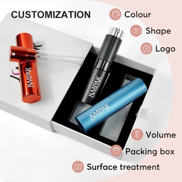 Stripe Aluminum 8ml Twist up Travel Refillable Atomiser Cologne Dispenser Luxury Perfume Spray Bottle
